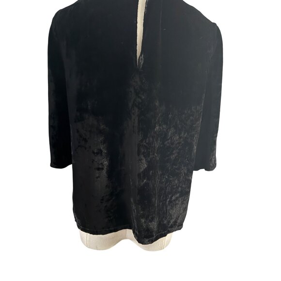2/$30 J Brand Medium Black Crushed Velvet Dressy Keyhole Flowy Top - Picture 14 of 16